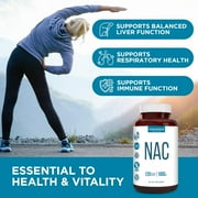 NAC Supplement (N-Acetyl Cysteine) - 1000 mg - Vegetable Capsules - 120 Count - 60 Servings