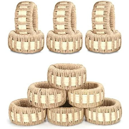 

Nautical Rattan Napkin Rings Set of 12 Beach Napkin Holders Napkin Rings Bulk for Party Decoration Dinning Table Everyday Family Gatherings - A Great Tabletop Décor