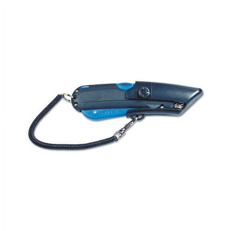 Easycut Cutter Knife w/Self-Retracting Safety-Tipped Blade, 6 Plastic  Handle, Black/Blue