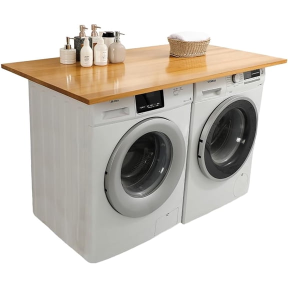 Washer Dryer Countertop with Non-Slip Pad – 54"x27" Multi-Purpose Wooden Table Top for Washer and Dryer, Work Bench or Kitchen Countertop, Durable Shelf for Maximising Laundry Space