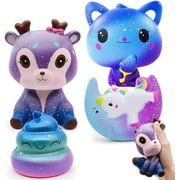 YANSION 4Pcs Galaxy Squishy Toys, Slow Rise Squishy Stress Toys Set, Squishies Party Gifts Autism Anxiety Stress Reliever Toy for Adults
