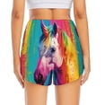 thumbnail image 2 of Lsque Watercolor White Horse Printed Women's Running Shorts with Liner Pockets,Elastic Quick Dry Workout Athletic Gym Yoga Shorts,Womens High Waist Shorts-XX-Large, 2 of 9