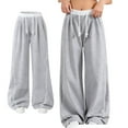 thumbnail image 6 of Tdoqot Girls Sweatpants with Pockets- Elastic Waist Fashion Baggy Casual Kids Wide Leg Pants Gray Size 6-16, 6 of 7