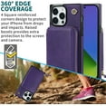 thumbnail image 6 of Dteck for Apple iPhone 15 Pro Wallet Pocket Case, Shockproof RFID Blocking PU Leather Zipper Handbag Purse Flip Cover, Kickstand Folio Case with Card Slots Holder Wrist Strap Lanyard 5G, purple, 6 of 8