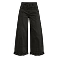 thumbnail image 3 of Dvprdro Womens High Waist Patchwork Flare Jeans Ruffle Hem Denim Pants with Button Detail Casual Streetwear, 3 of 7