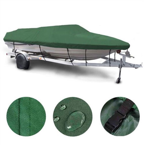 Cfowner Boat Cover Heavy Duty 600D Polyester Waterproof UV Resistant Marine Grade, Durable and Tear Proof, Fits 17-19 feet V-Hull, Tri-Hull Fishing Ski Pro-Style Bass Boats