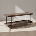 thumbnail image 5 of Kyra 42 in. L Oak and Metal Entryway Bench with Lower Shelf - Rustic Industrial Style, Solid Wood Top, Metal Legs, Ideal for Dining Area, Living Room, Mudroom, 5 of 7