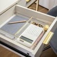 thumbnail image 3 of Martha Stewart Kerry 3 Pack Plastic Stackable Office Desk Drawer Organizers with Gold Trim, 9" x 6", 3 of 10