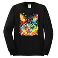 thumbnail image 2 of Wild Bobby Dean Russo Colorful Blue Eyes Cat Cat Lover Men Long Sleeve Shirt, Black, Small, 2 of 5