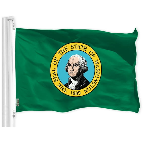 G128 Washington State Flag | 3x5 feet | Printed 150D – Indoor/Outdoor, Vibrant Colors, Brass Grommets, Quality Polyester, Much Thicker and More Durable than 100D 75D Polyester