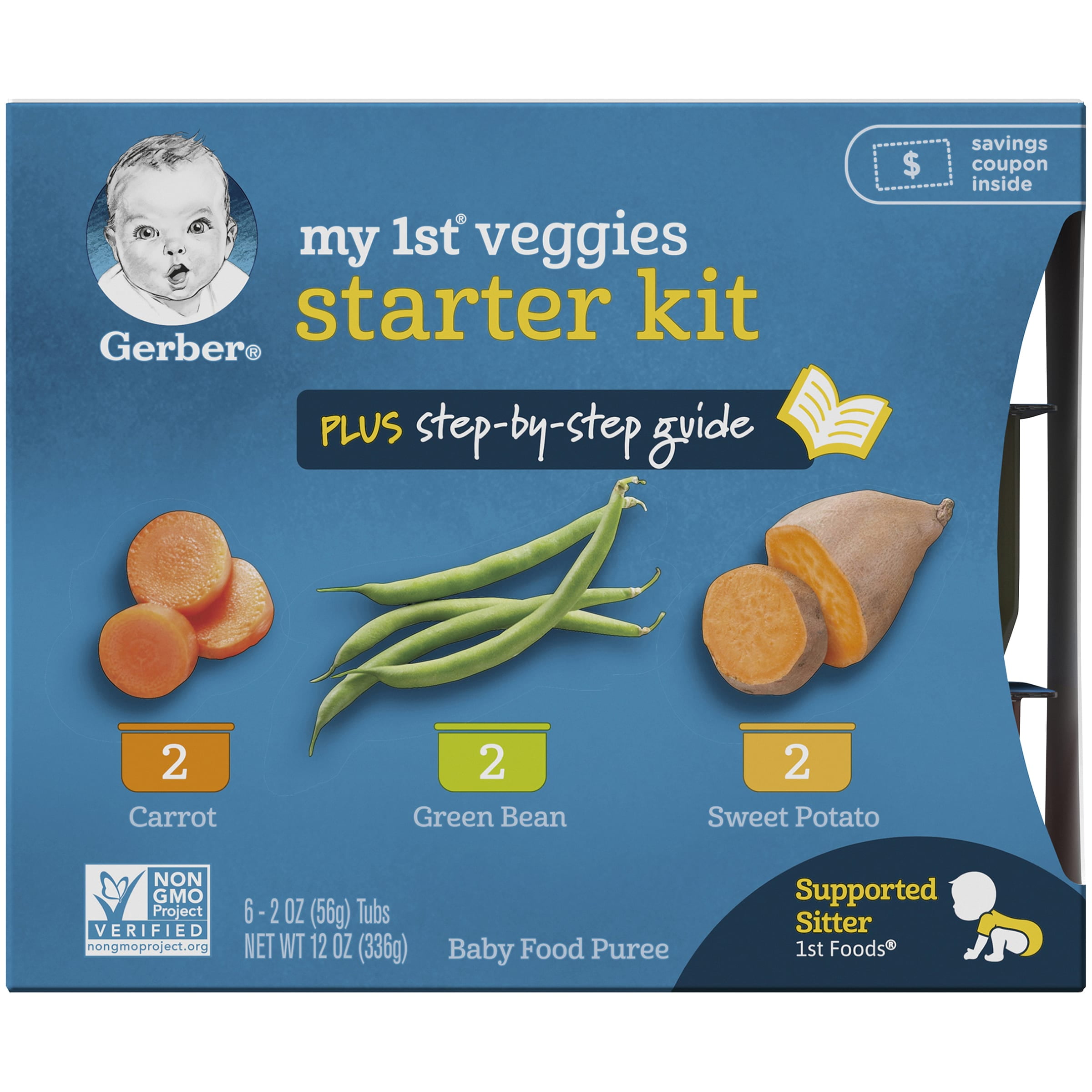 (Pack of 12) Gerber 1st Foods My 1st Veggies Baby Food Starter Kit, 2