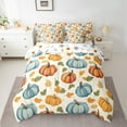 thumbnail image 2 of Manfei Autumn Harvest Pumpkin Twin Bedding Sets 7 Pieces,Happy Halloween Bedding Comforter Set 7 Pieces,Orange Maple Leaves Sheet Sets,Microfiber Room Decorative Reversible, 2 of 7
