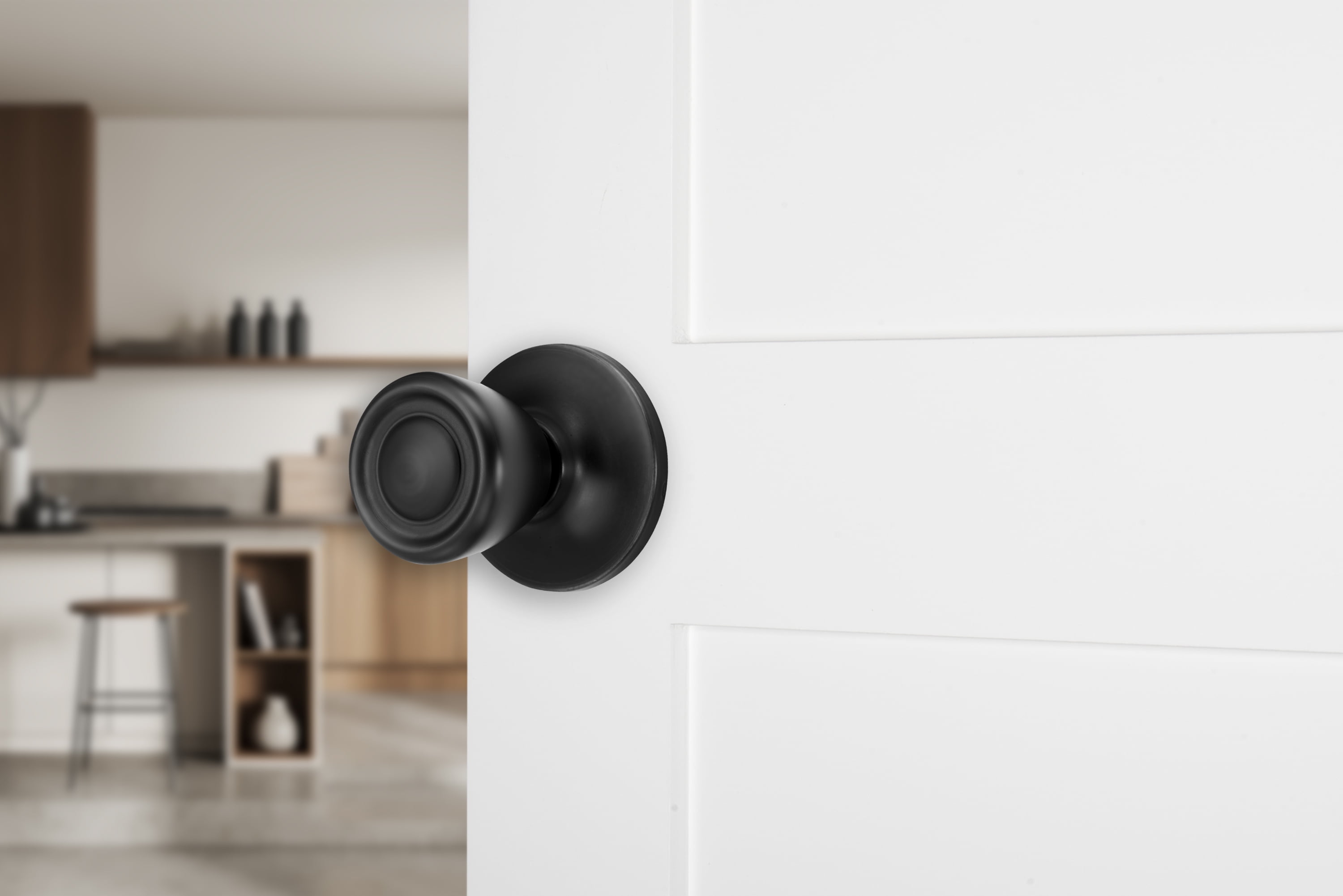 Brinks Non-Locking Passage Tulip Style Doorknob, Matte Black Finish