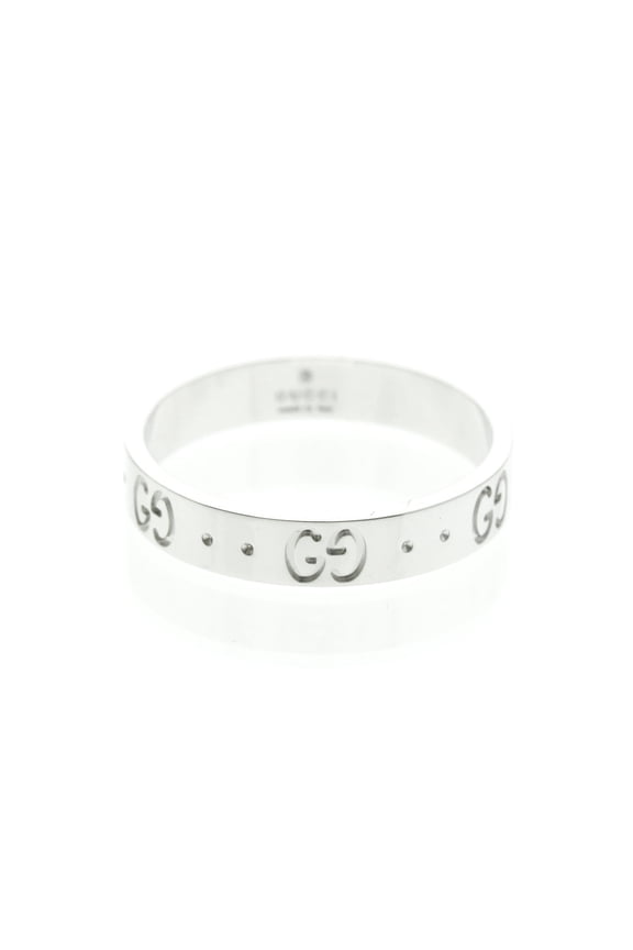 Pre-Owned Gucci Icon White Gold (18K) Fashion No Stone Band Ring Silver