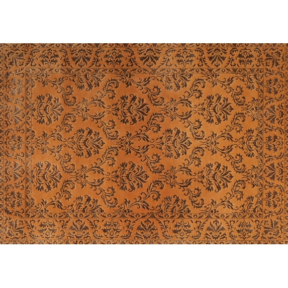 Ahgly Company Machine Washable Indoor Rectangle Contemporary Mahogany Brown Area Rugs, 2' x 5'