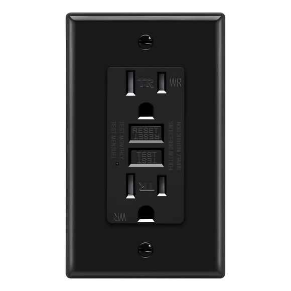 ELECTECK GFCI Outlets 15 Amp, Outdoor Weather Resistant (WR), Decor GFI Receptacles with LED Indicator, Ground Fault Circuit Interrupter, Wallplate Included, ETL Certified, Black