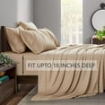 thumbnail image 4 of American Home Collection Bamboo Viscose Sheet Set - Silky Soft, Cooling for Hot Sleepers - 18 Inches Deep Pocket - Premium Sateen Finish - Queen, Taupe, 4 of 9
