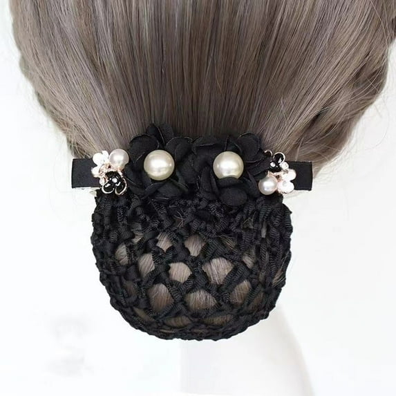 Simple Vintage Cloth Elegant Headdress Flower Hairnet Mesh Snood Women Spring Clip Korean Style Headwear E