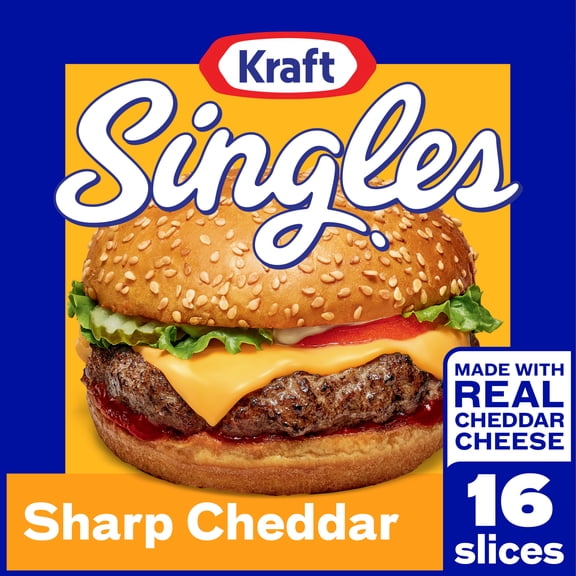Kraft Singles Sharp Cheddar Slices, 16 Count Pack