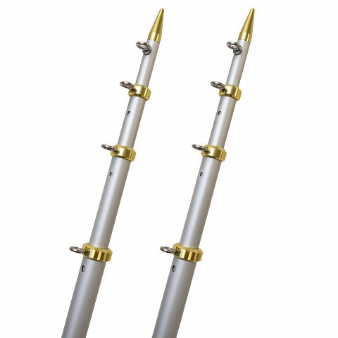 Pair TACO 18' Aluminum Tele-Outrigger Poles 1-1/2" Silver/Gold, OT-0551VEL186