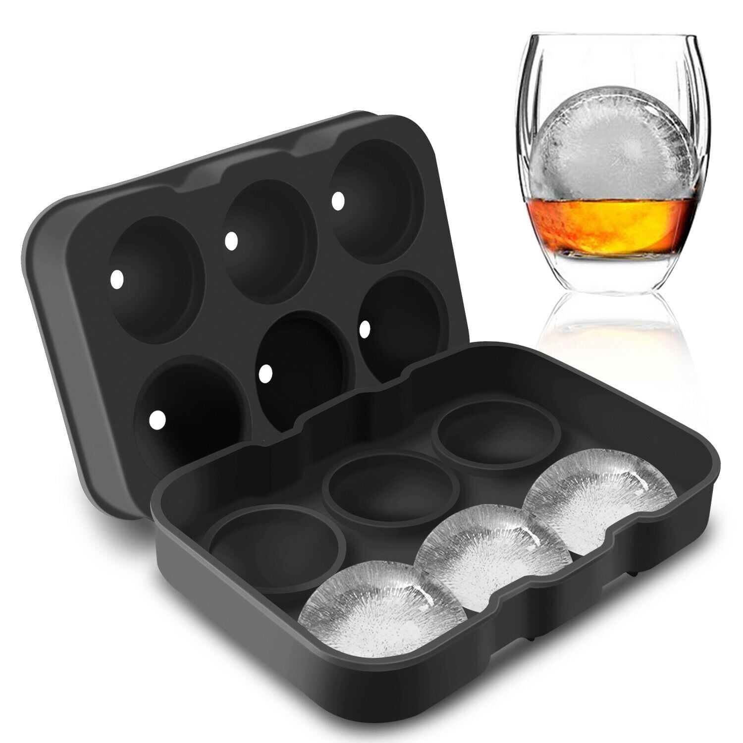 3D Ice Cube Tray Maker Mould Whiskey Bar Fashion Sphere Round Ball Tray LP 