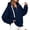 A-Navy, variant on SYwaren Women's Long Sleeve Oversized Half Zip Hoodie Casual Sweatshirt Side Slit Tops