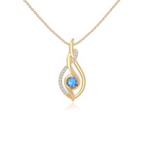 Natural Labradorite with Moissanite Twisted Infinty Knot Pendant Necklaces for Women in 18K Yellow Gold Vermeil,November Birthstone Jewelry Gift Her Birthday,Anniversary,Party,Mothers Day,Valentines