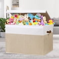 thumbnail image 2 of Caja de almacenamiento de juguetes Gowee, grande, con tapa y separadores, 122 L, color beige/blanco, 2 of 7