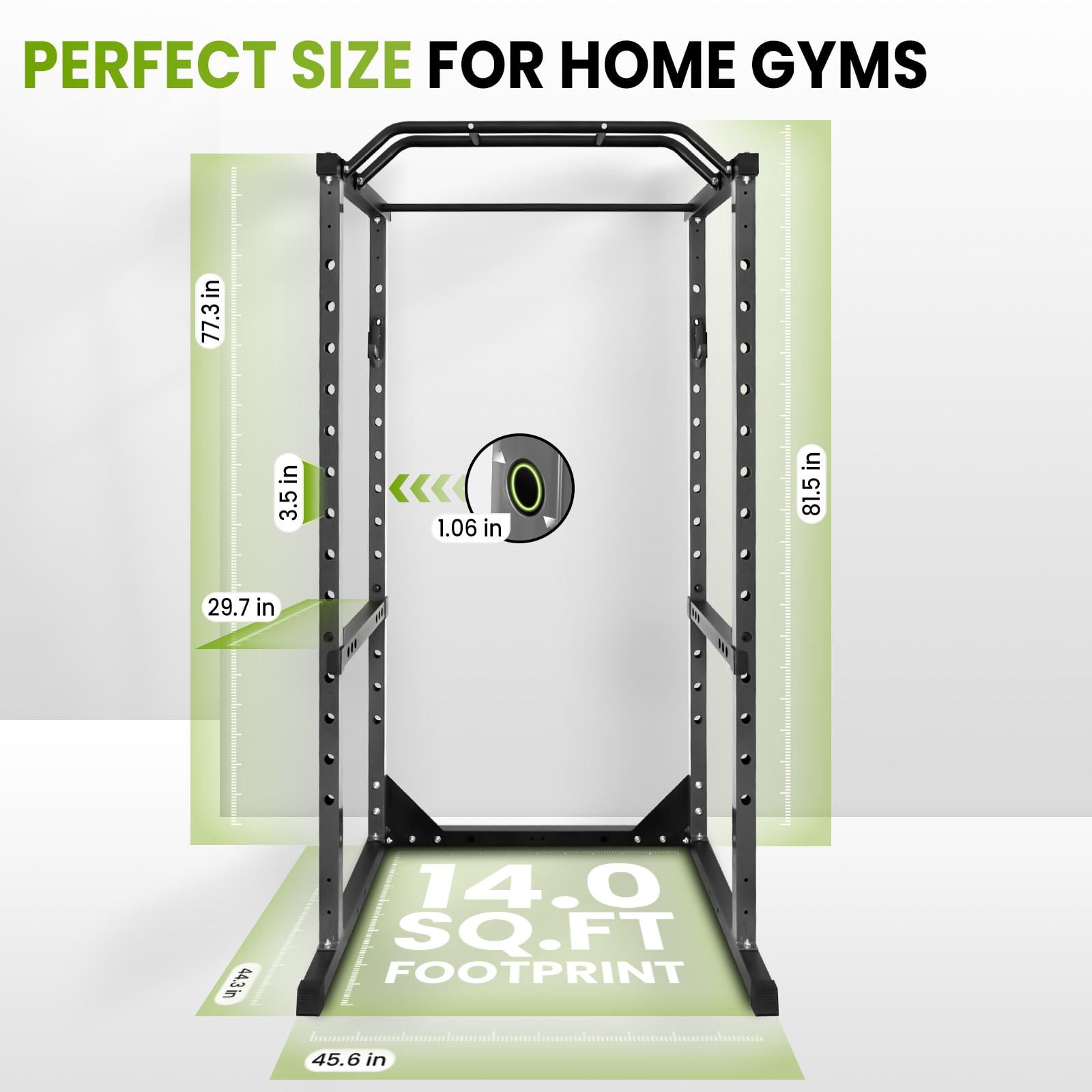 ZhuotongAdjustable Power Cage Squat Rack with 14-Level Safety Bar, 1200 LBS Capacity, Commercial Grade Steel Home Gym Equipment for Full-Body Workouts