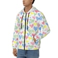 thumbnail image 3 of Goofa Hand Drawn Colored Hearts Pattern Mens Full-zip Hoodie, Zip-up Pullover Hooded Sweatshirt, Kangaroo Pocket Hoodie Ideal for Daily Wear, Travel, and Home-Large, 3 of 5