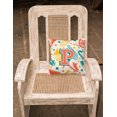 thumbnail image 2 of Carolines Treasures CJ2001-PW-Parent Letter Retro Teal Orange Musical Instruments Initial Canvas Fabric Decorative, 2 of 2