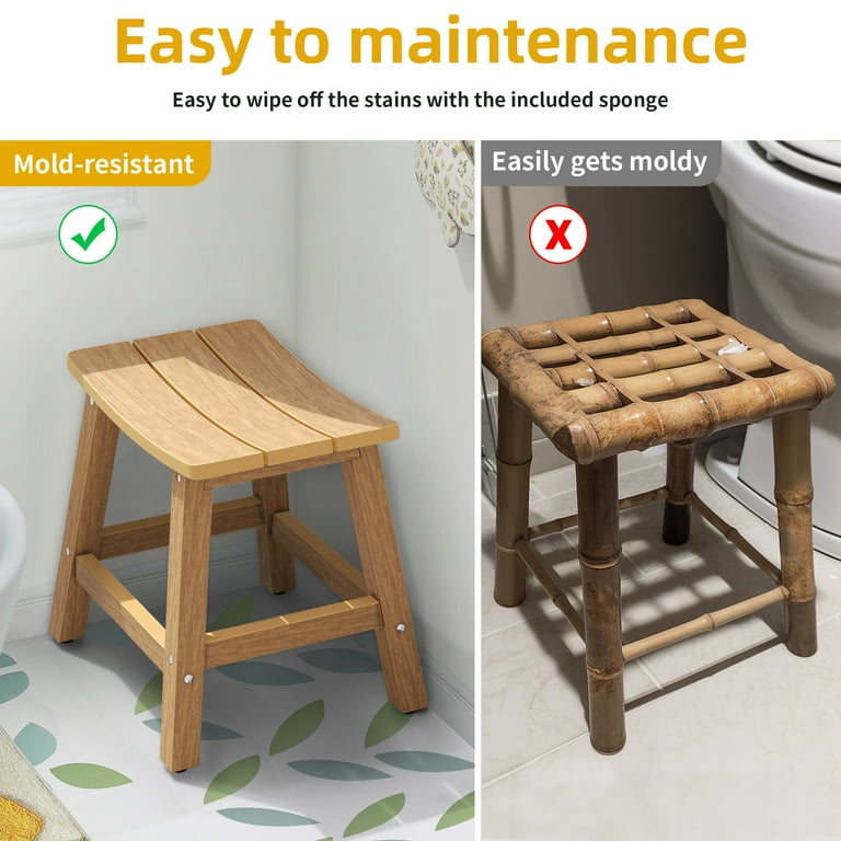 Dycanpo HDPS Shower Bench Seat, Bath Spa Foot Stool For Inside Shower Waterproof, Espresso