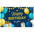 thumbnail image 2 of Blue Themed Happy Birthday Banner with Balloons Gifts Crown and Stars Party Decoration Background for Birthday Party Photography Props Photo Booth Backdrop Decors, 2 of 7