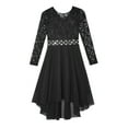 thumbnail image 5 of iEFiEL Flower Girls Lace Chiffon Dress Long Sleeve High-Low Hem Wedding Birthday Party Dress Pageant Ball Gown Black 10, 5 of 7