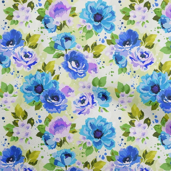oneOone Viscose Chiffon Medium Blue Fabric Florals Craft Projects Decor Fabric Printed By The Yard 42 Inch Wide-3A