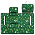 thumbnail image 4 of COEQINE Quilted Golf Cart Seat Cover, Folds Design with Handle for Easy Carry, Universal Fit 51.2x30.3 Inch for EZGO Yamaha Club Car 2-Seater, 4 Front Pockets, Green Paw Bone Print, 4 of 8