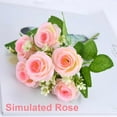 thumbnail image 5 of Artificial Silk Rose Bouquet with 10 Stems for Wedding Party Home Decor in White Pink Red, 5 of 6