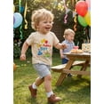 thumbnail image 5 of BemeyourBBs 2Pcs Toddler Baby Boy Birthday Outfits 1 2 3 4 Years Old Birthday Summer Clothes Party Animal Short Sleeve Letter Print T-Shirt Shorts Set, 5 of 9