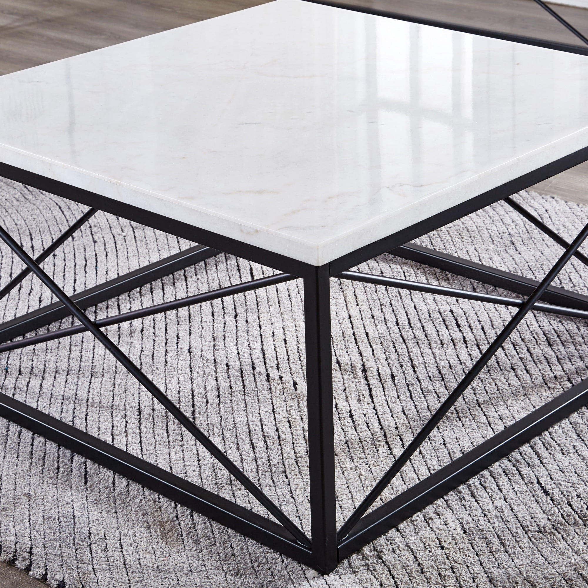 Steve Silver Skyler White Marble Top Square Coffee Table
