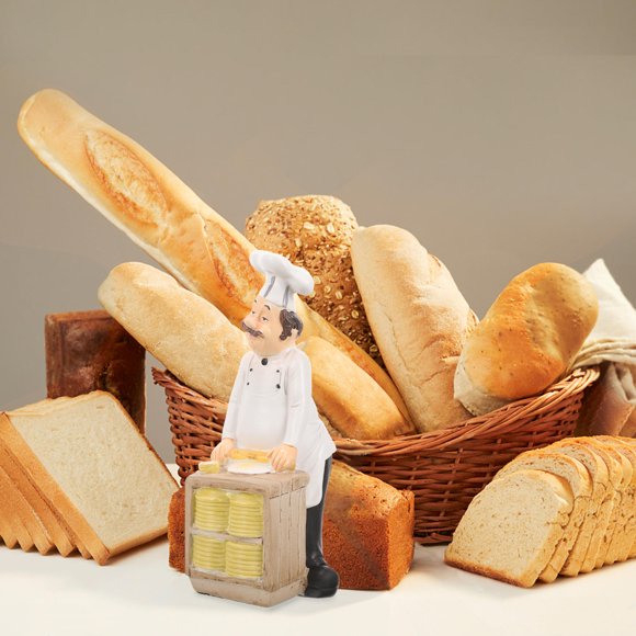OULII Statue de Chef Français Figurines Blanches Décoration de Cuisine pour Familles 1Ensemble