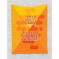 thumbnail image 1 of Hello Summer Tapestry, Typographic Layout Abstract Style Colorful Season, Wall Hanging for Bedroom Living Room Dorm Decor, 40W X 60L Inches, Mustard Pale Orange Orange Dark Orange, by Ambesonne, 1 of 2