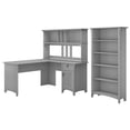 thumbnail image 1 of Pemberly Row 60W L Shaped Desk with Hutch and Bookcase in Cape Cod Gray, 1 of 7