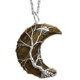 thumbnail image 4 of Collar de luna con piedras preciosas naturales de cuarzo envuelto en alambre, cristal de brujería Reiki H, 4 of 5