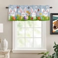 thumbnail image 2 of Easter Bunny Rod Pocket Curtain Valance, Spring Easter Eggs Floral Blue Woodn Farmhouse Window Valance for Living Room, Bedroom, Kitchen 60"W x 18"L, 2 of 9