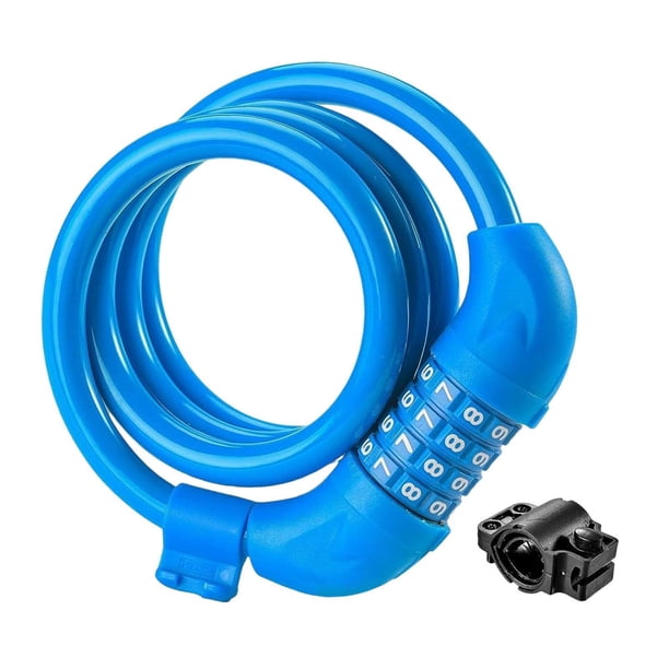 Candado para bicicleta con contraseña, protección de combinaciones de reinicio, 120 cm, 4 dígitos Azul