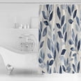 thumbnail image 4 of Small Stall Shower Curtain 48x72 Inch Narrow Half Size Navy Blue Botanical Bath Curtains Bathroom Decor Pastoral Spring Leaves Watercolor Waterproof Fabric Shower Curtain Set with Hooks 48 Inch, 4 of 6