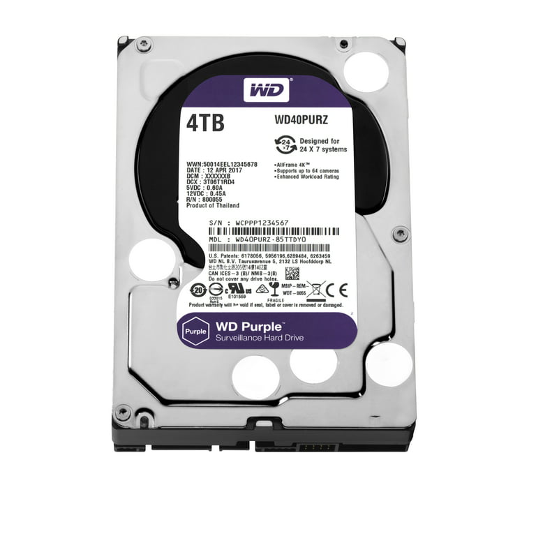 Implement Omgivelser Ferie WD Purple 4TB Surveillance Hard Disk Drive - 5400 RPM Class SATA 6 Gb/s  64MB Cache 3.5 Inch - WD40PURZ - Walmart.com