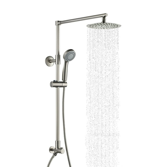 Fennocasa Polaris 3 Rain Showerhead with 3-Setting Handheld Shower Combo, 1.8 GPM Brushed Nickel
