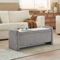thumbnail image 5 of Pinmoco 44" Upholstered Storage Bench, Wood Frame Entryway Bench with Storage for Bedroom & Living Room, Corduroy Gray, 5 of 8