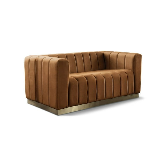 Meridian Furniture Marlon Saddle Velvet Loveseat